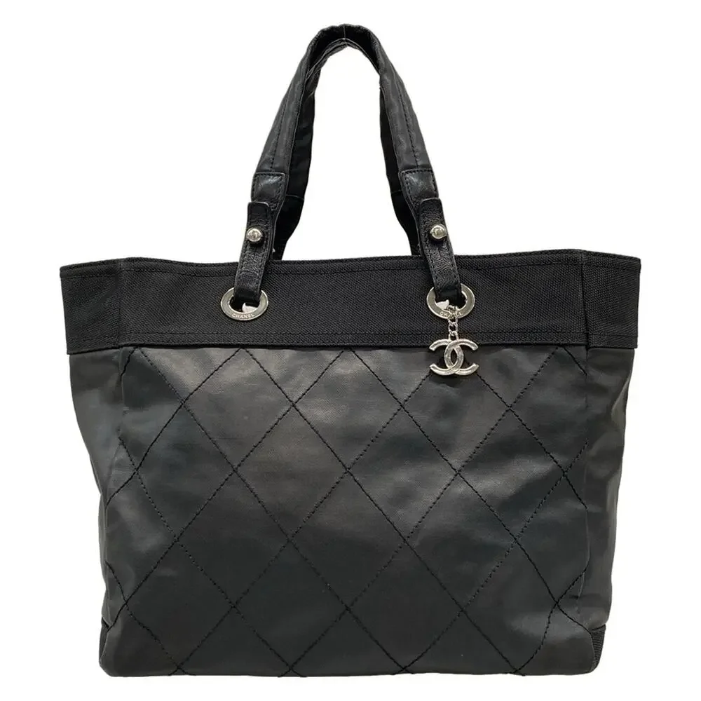Chanel Paris Biarritz Tote MM Tote Bag Coated Canvas Nylon Leather
